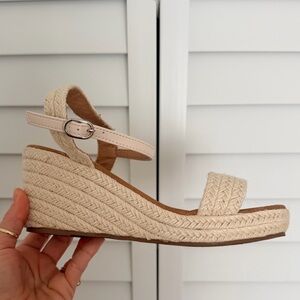 Neutral Espadrille Wedge Sandal with Ankle Strap